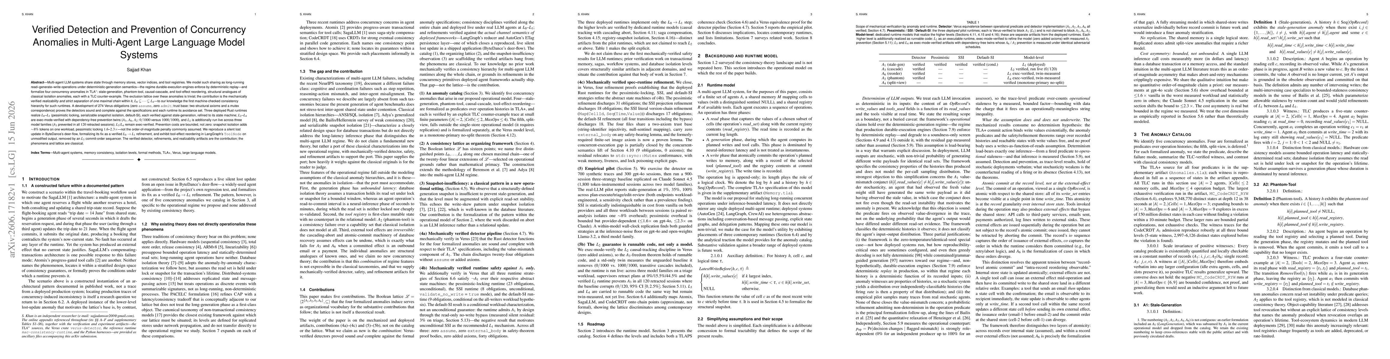 Thumbnail for Verified Detection and Prevention of Concurrency Anomalies in Multi-Agent Large Language Model Systems