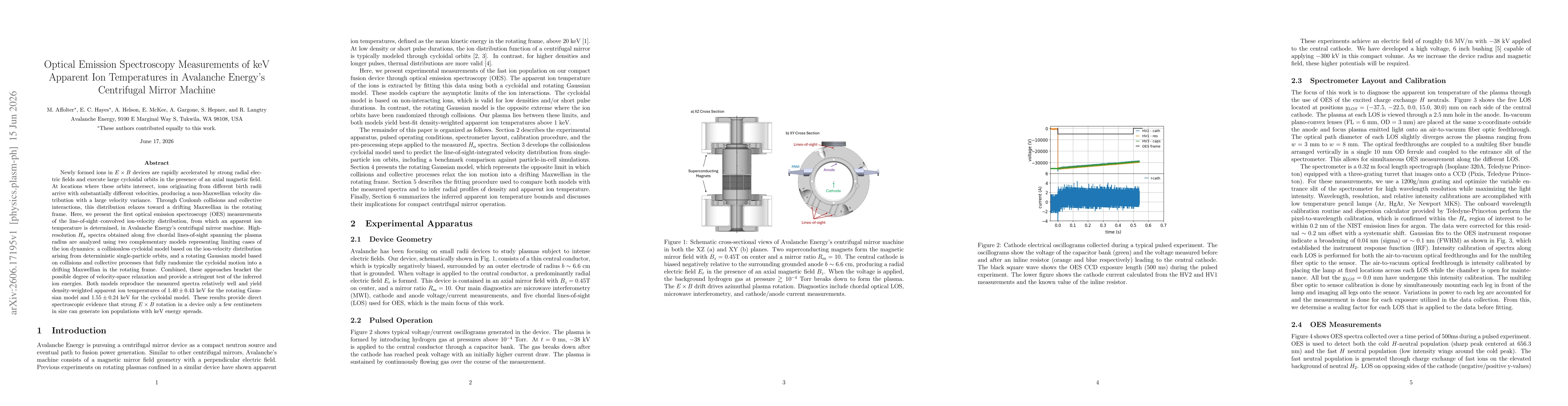 Thumbnail for Optical Emission Spectroscopy Measurements of keV Apparent Ion Temperatures in Avalanche Energy's Centrifugal Mirror Machine