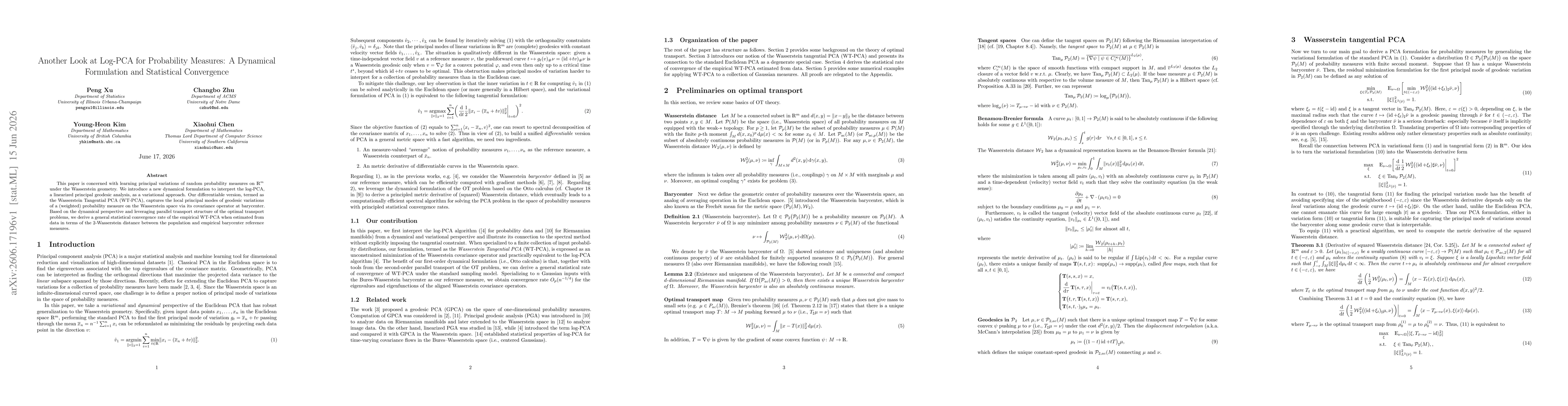 Thumbnail for Another Look at Log-PCA for Probability Measures: A Dynamical Formulation and Statistical Convergence