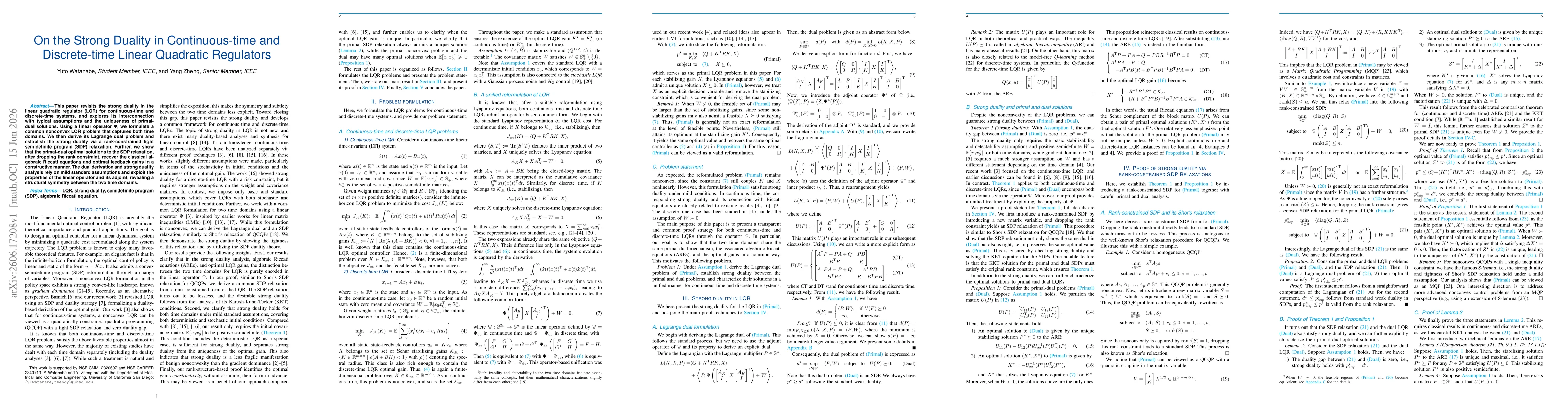Thumbnail for On the Strong Duality in Continuous-time and Discrete-time Linear Quadratic Regulators