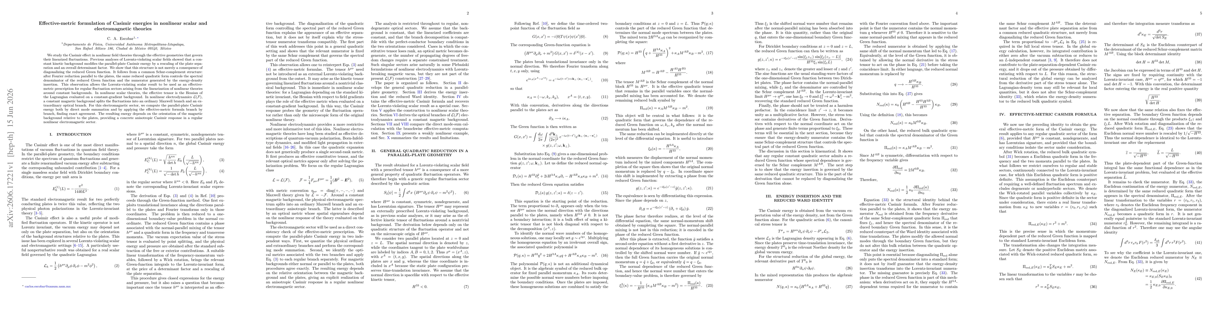 Thumbnail for Effective-metric formulation of Casimir energies in nonlinear scalar and electromagnetic theories