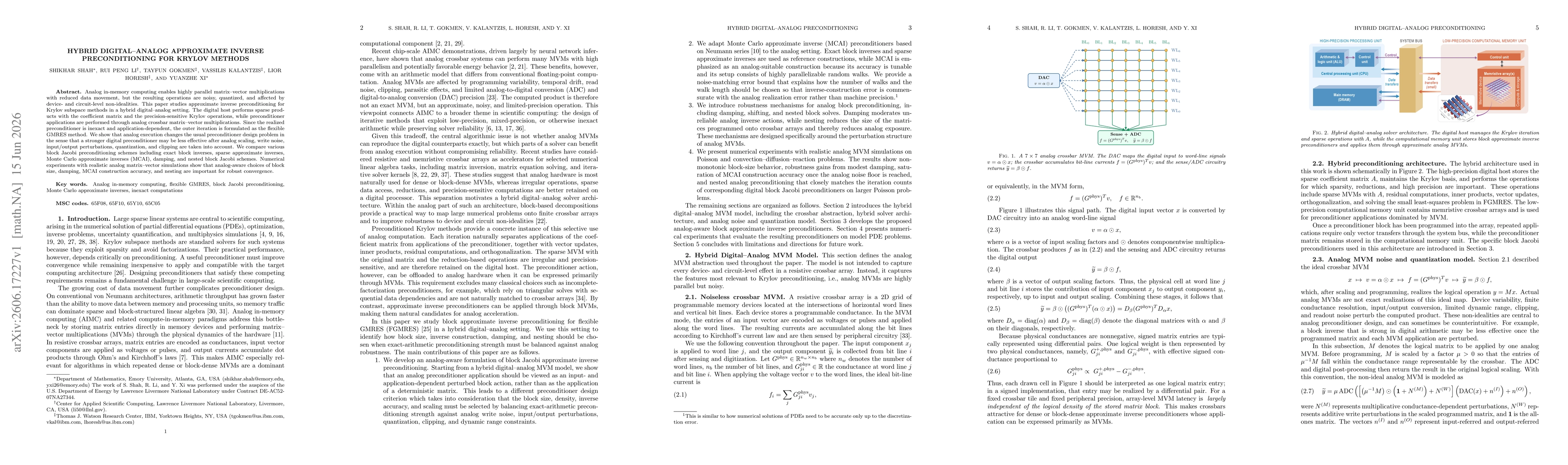 Thumbnail for Hybrid Digital-Analog Approximate Inverse Preconditioning for Krylov Methods