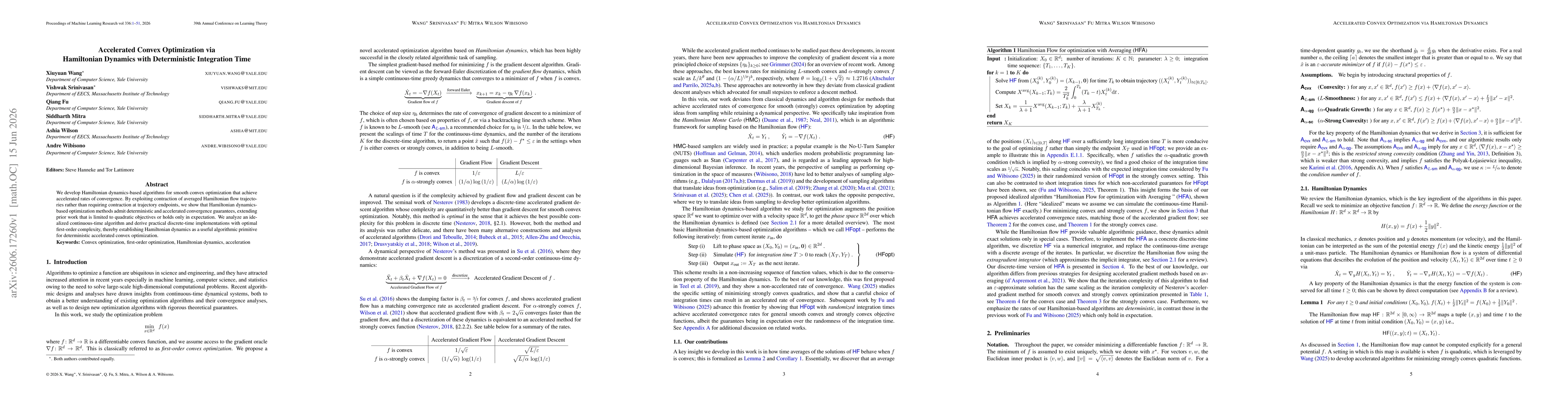 Thumbnail for Accelerated Convex Optimization via Hamiltonian Dynamics with Deterministic Integration Time