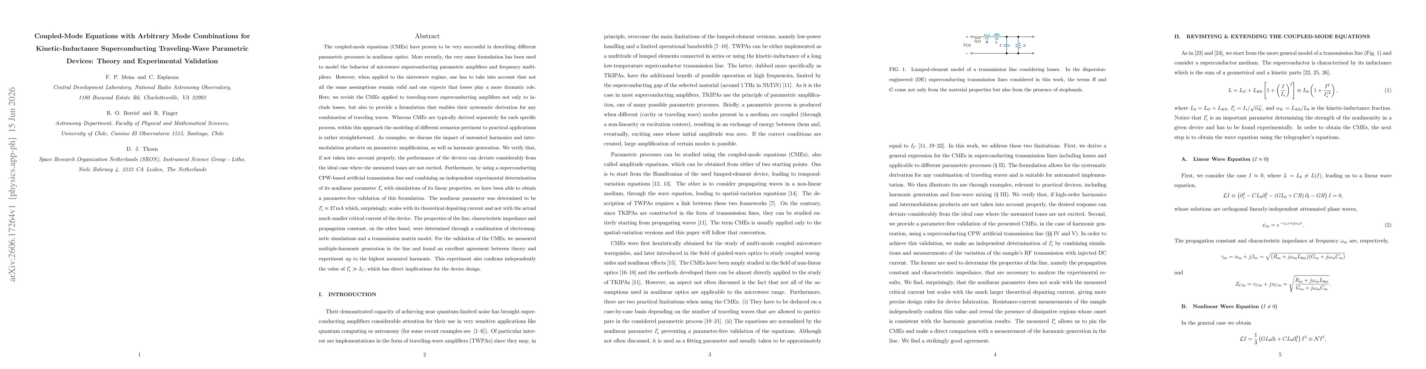 Thumbnail for Coupled-Mode Equations with Arbitrary Mode Combinations for Kinetic-Inductance Superconducting Traveling-Wave Parametric Devices: Theory and Experimental Validation