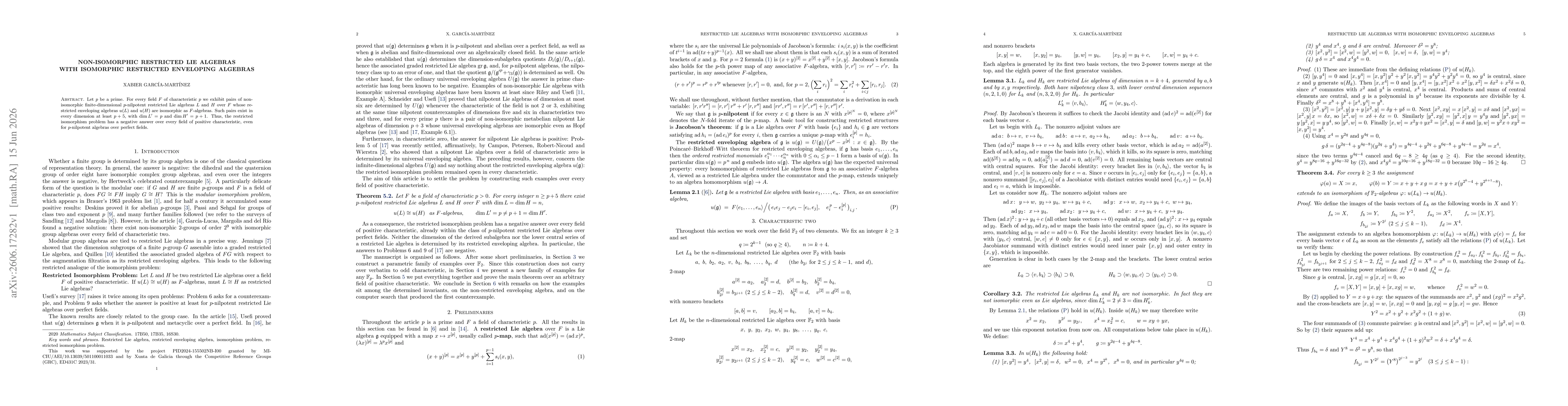 Thumbnail for Non-isomorphic restricted Lie algebras with isomorphic restricted enveloping algebras