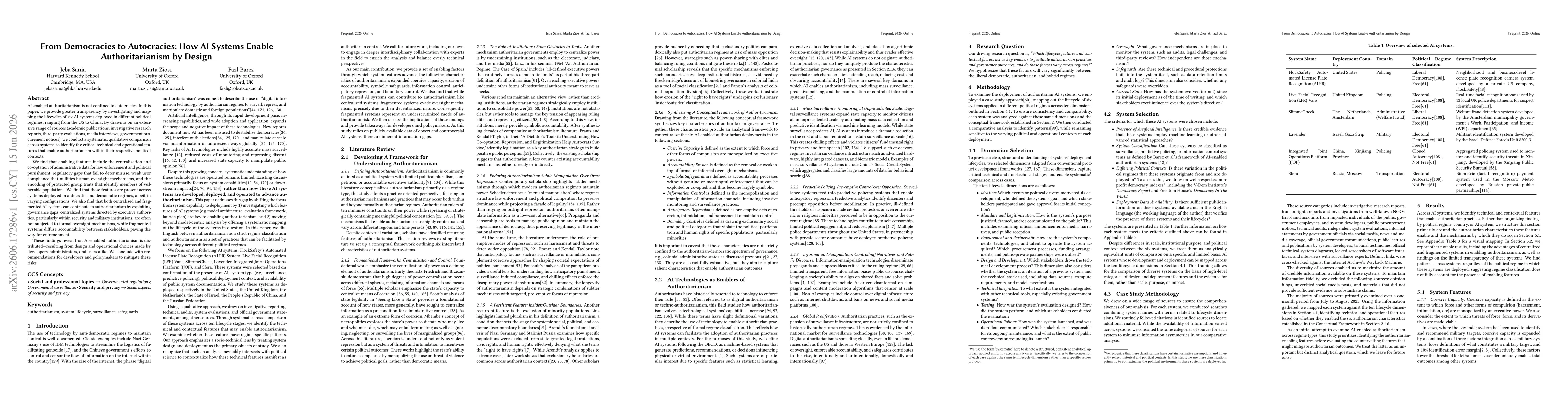 Thumbnail for From Democracies to Autocracies: How AI Systems Enable Authoritarianism by Design