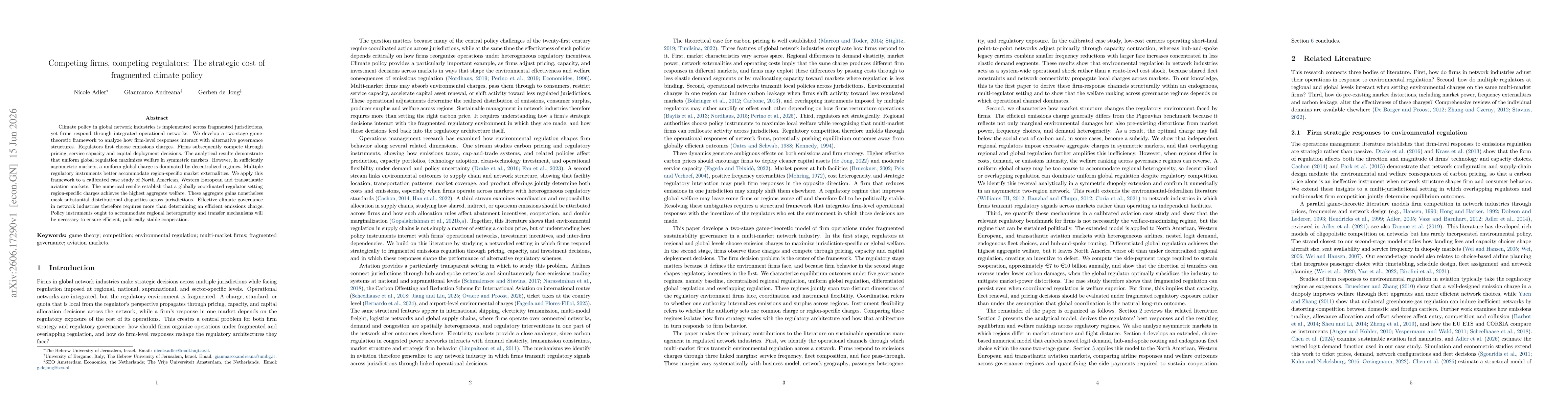 Thumbnail for Competing firms, competing regulators: The strategic cost of fragmented climate policy