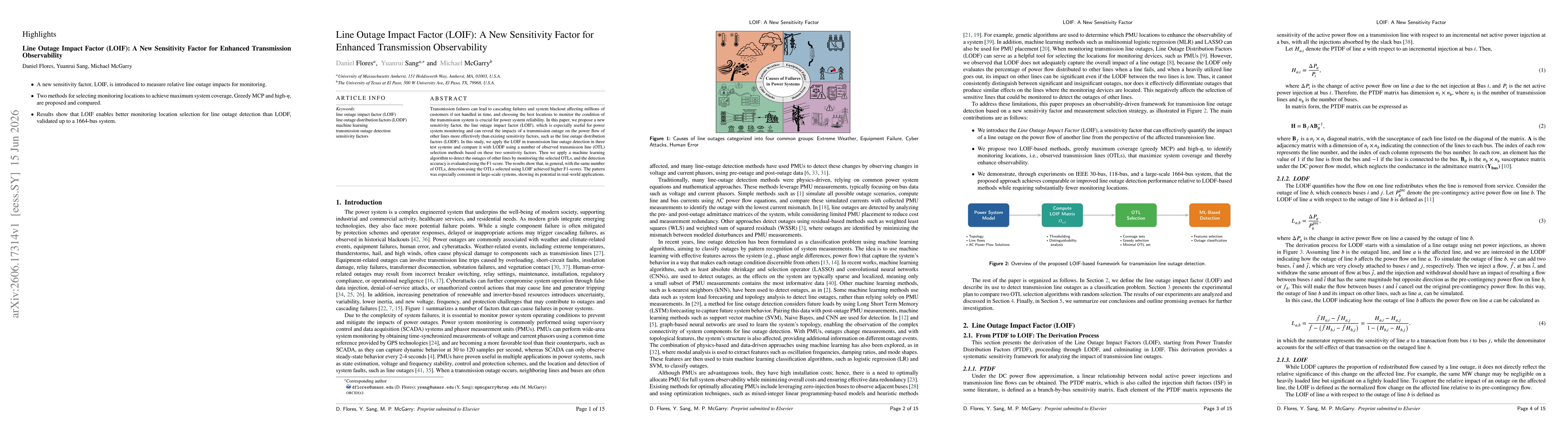 Thumbnail for Line Outage Impact Factor (LOIF): A New Sensitivity Factor for Enhanced Transmission Observability