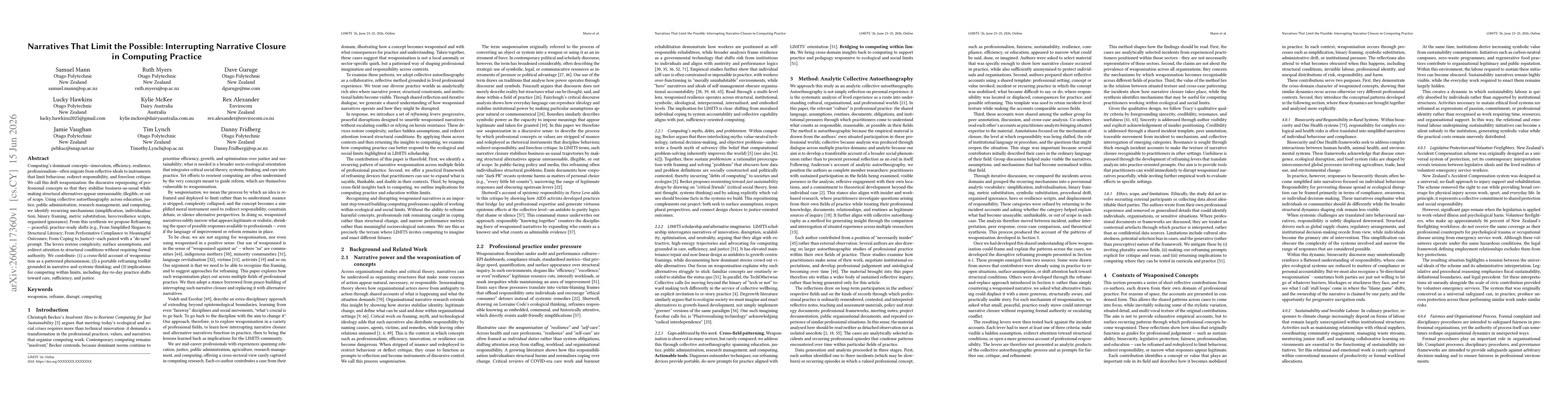 Thumbnail for Narratives That Limit the Possible: Interrupting Narrative Closure in Computing Practice