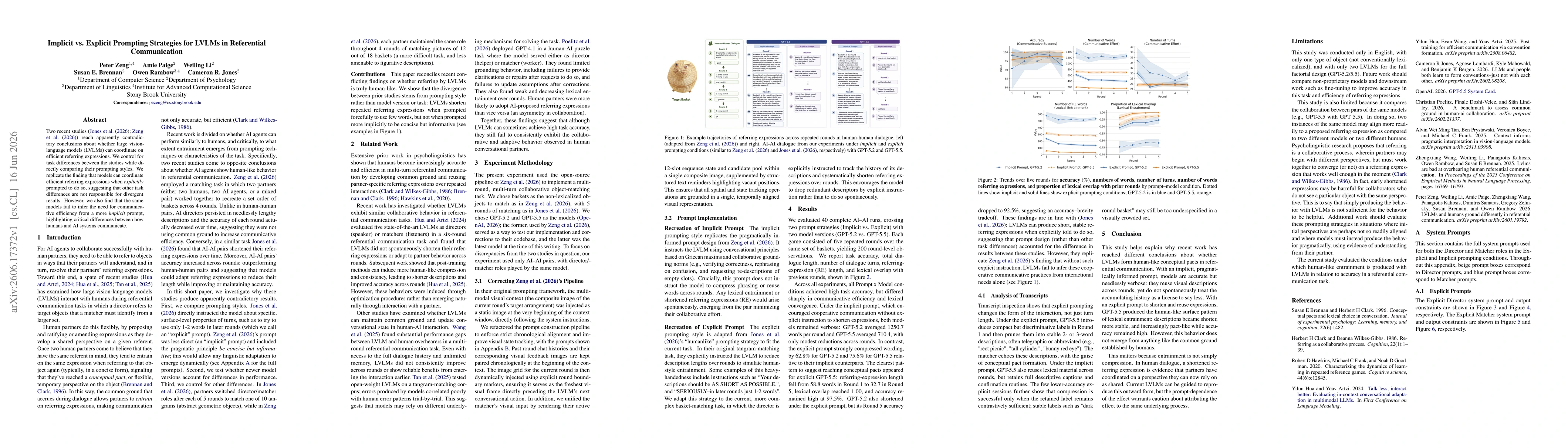 Thumbnail for Implicit vs. Explicit Prompting Strategies for LVLMs in Referential Communication
