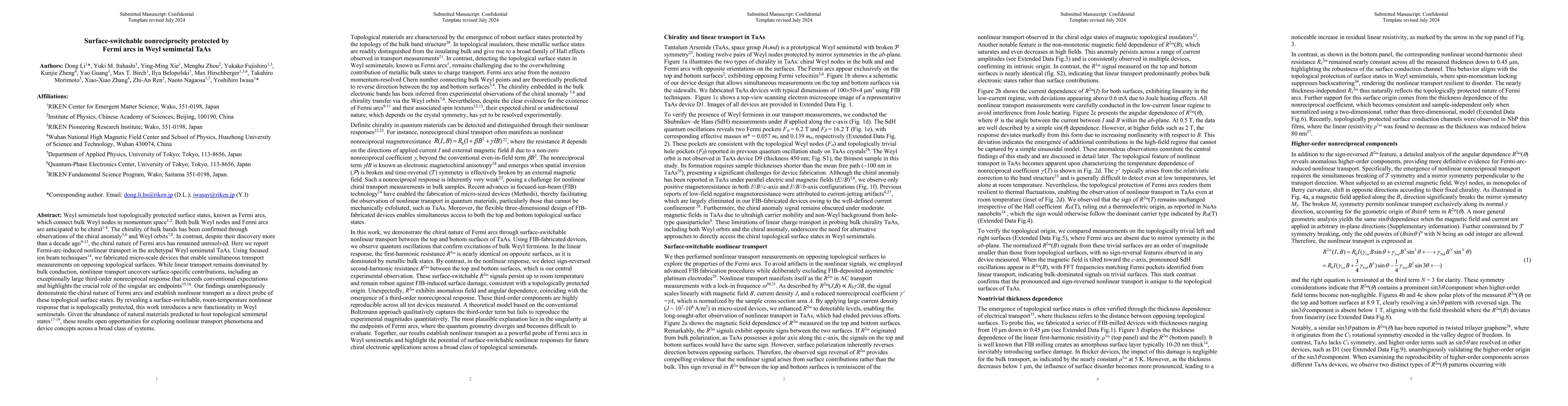 Thumbnail for Surface-switchable nonreciprocity protected by Fermi arcs in Weyl semimetal TaAs