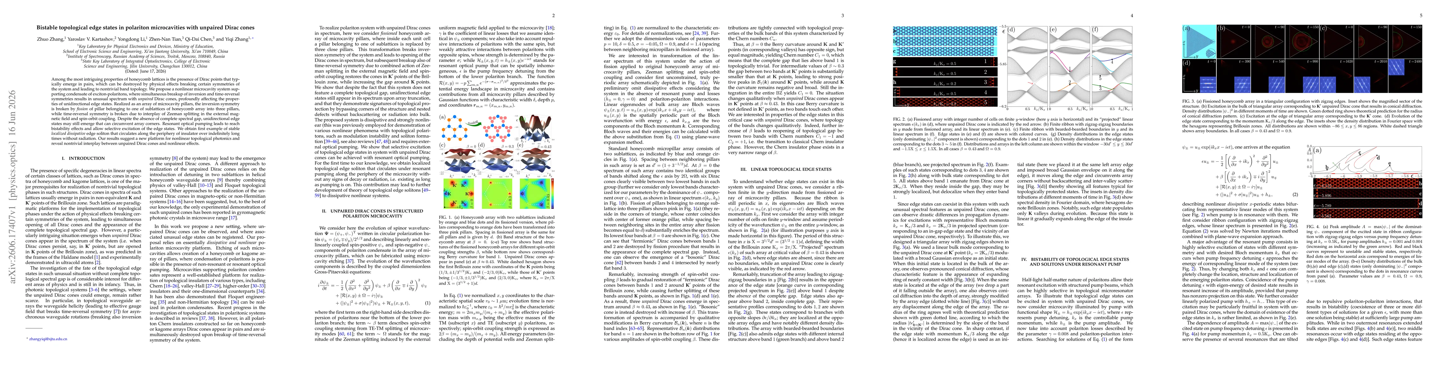 Thumbnail for Bistable topological edge states in polariton microcavities with unpaired Dirac cones