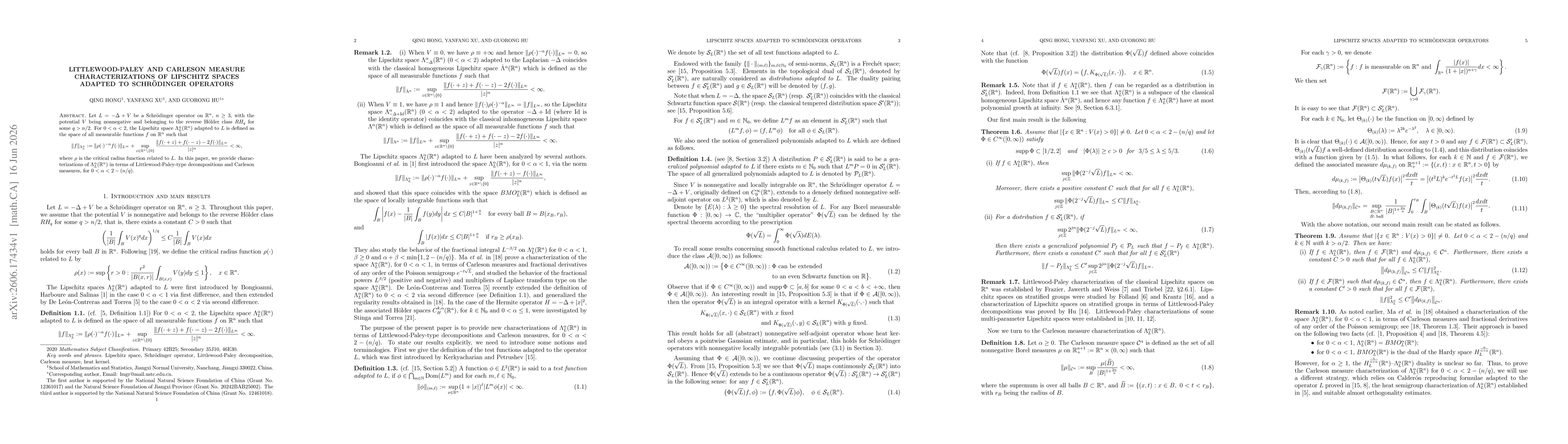 Thumbnail for Littlewood-Paley and Carleson measure characterizations of Lipschitz spaces adapted to Schrödinger operators