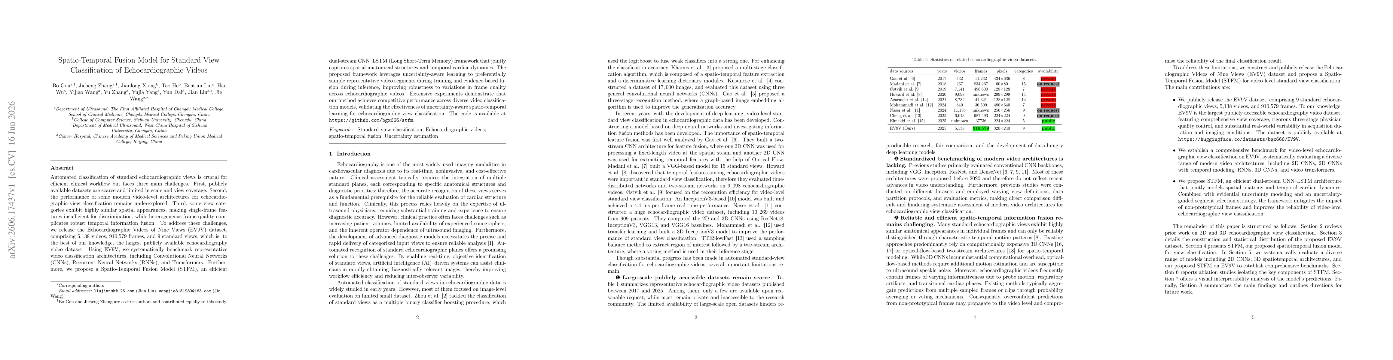 Thumbnail for Spatio-Temporal Fusion Model for Standard View Classification of Echocardiographic Videos