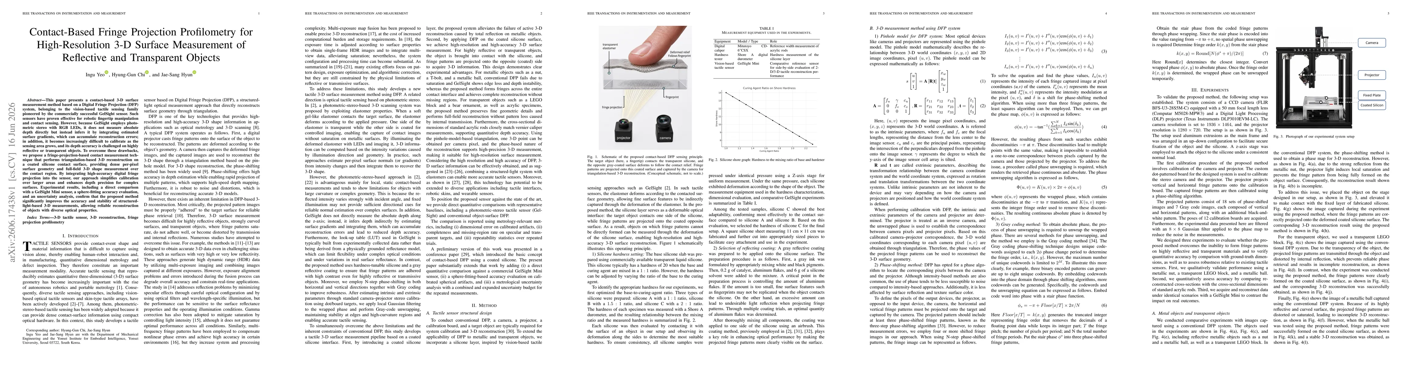 Thumbnail for Contact-Based Fringe Projection Profilometry for High-Resolution 3-D Surface Measurement of Reflective and Transparent Objects