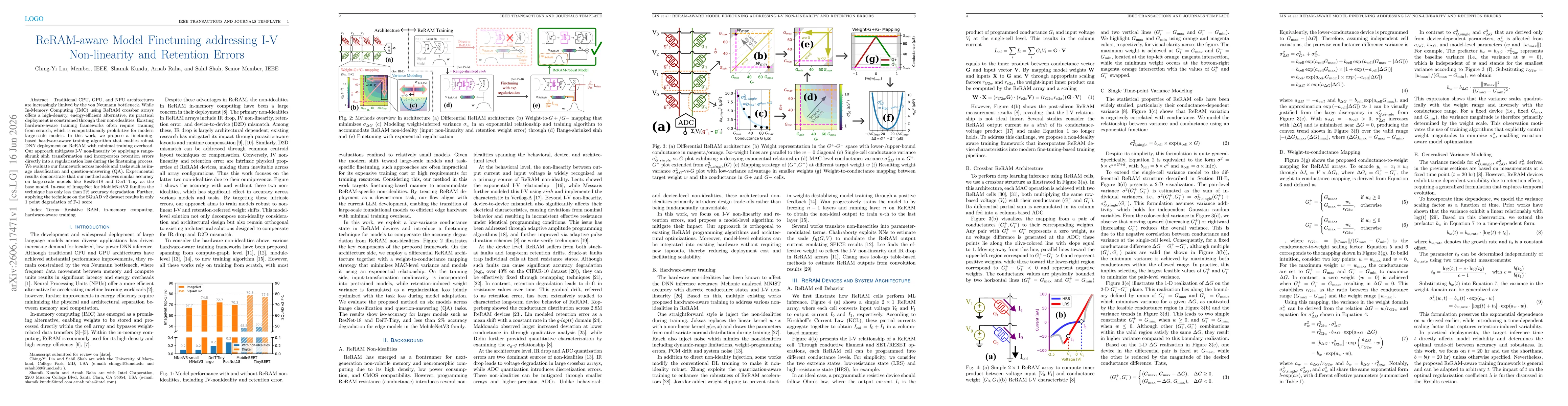 Thumbnail for ReRAM-aware Model Finetuning addressing I-V Non-linearity and Retention Errors