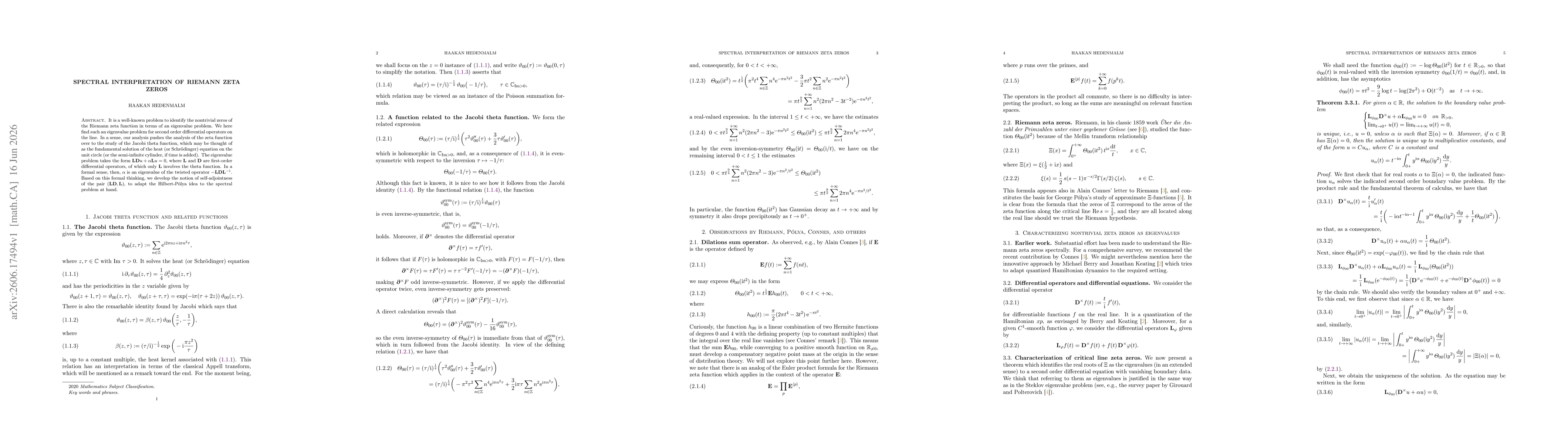 Thumbnail for Spectral interpretation of Riemann zeta zeros