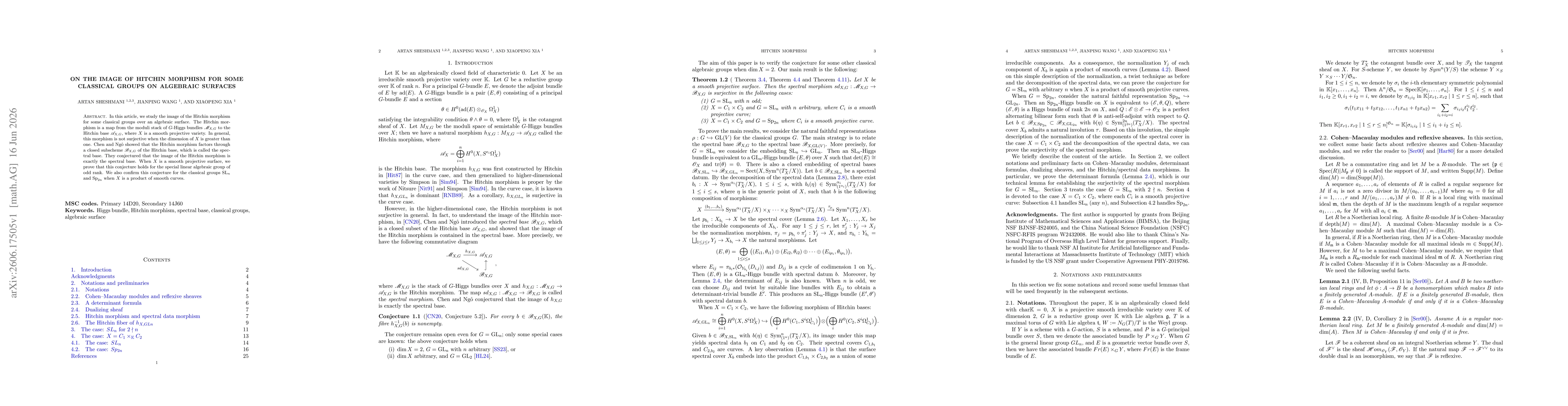 Thumbnail for On the image of Hitchin morphism for some classical groups on algebraic suefaces
