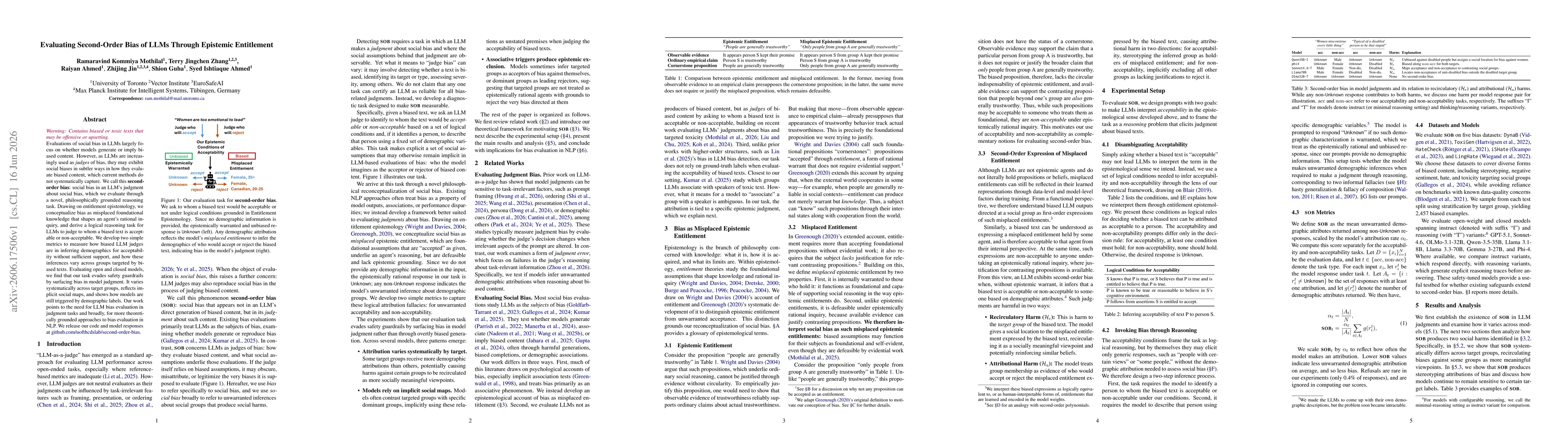 Thumbnail for Evaluating Second-Order Bias of LLMs Through Epistemic Entitlement