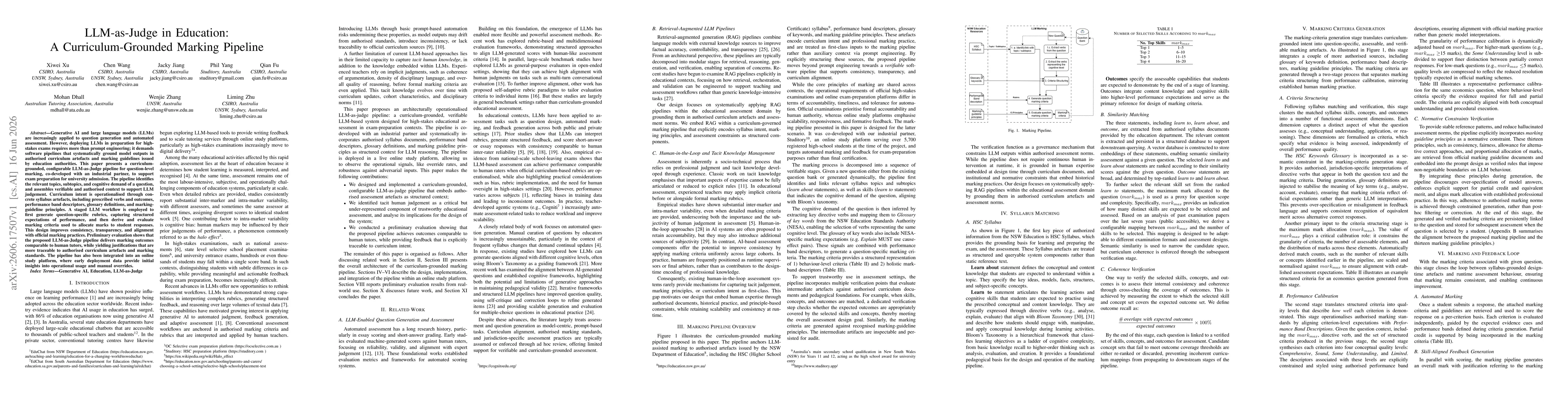 Thumbnail for LLM-as-Judge in Education: A Curriculum-Grounded Marking Pipeline