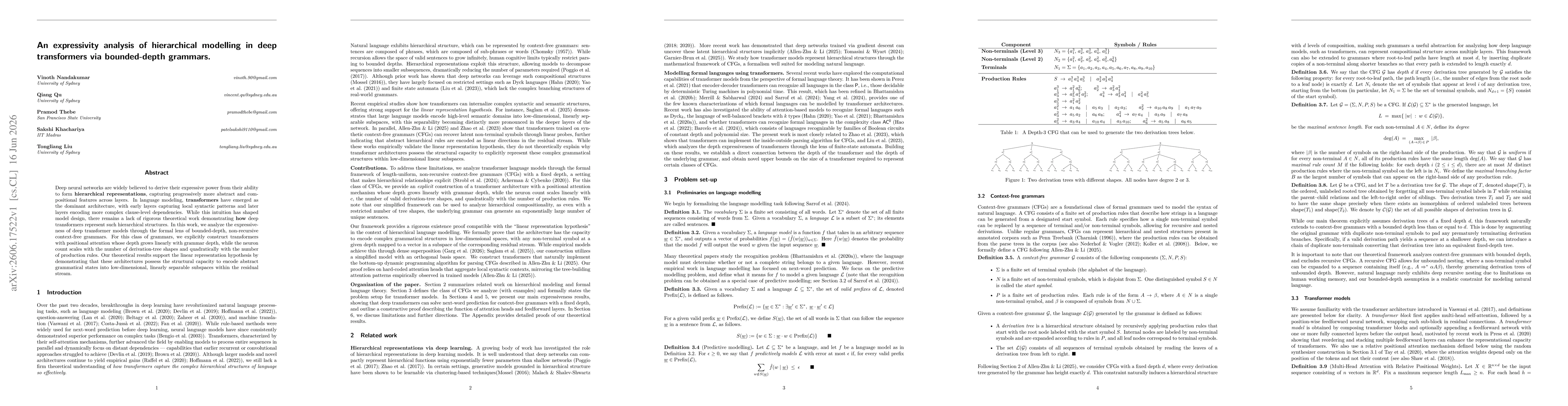 Thumbnail for An expressivity analysis of hierarchical modelling in deep transformers via bounded-depth grammars