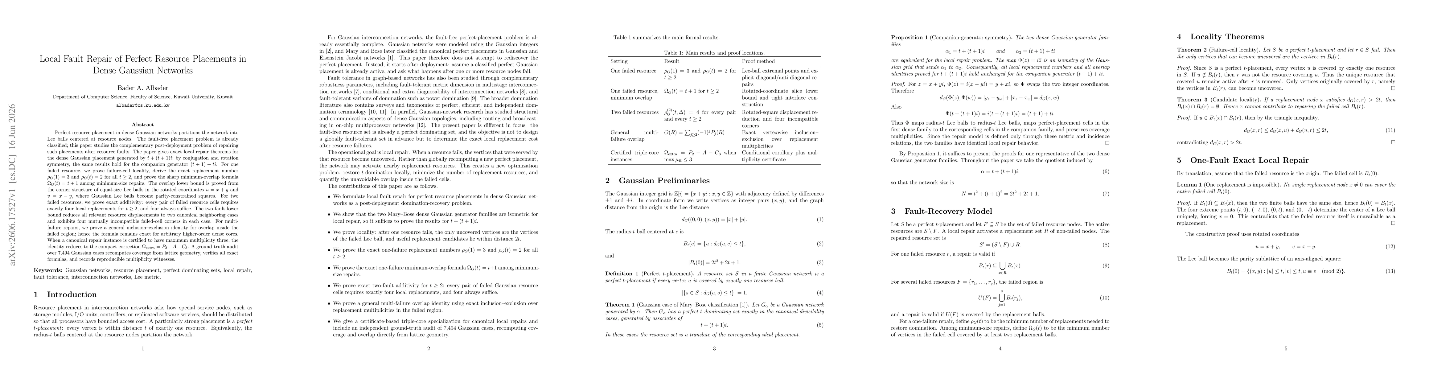 Thumbnail for Local Fault Repair of Perfect Resource Placements in Dense Gaussian Networks