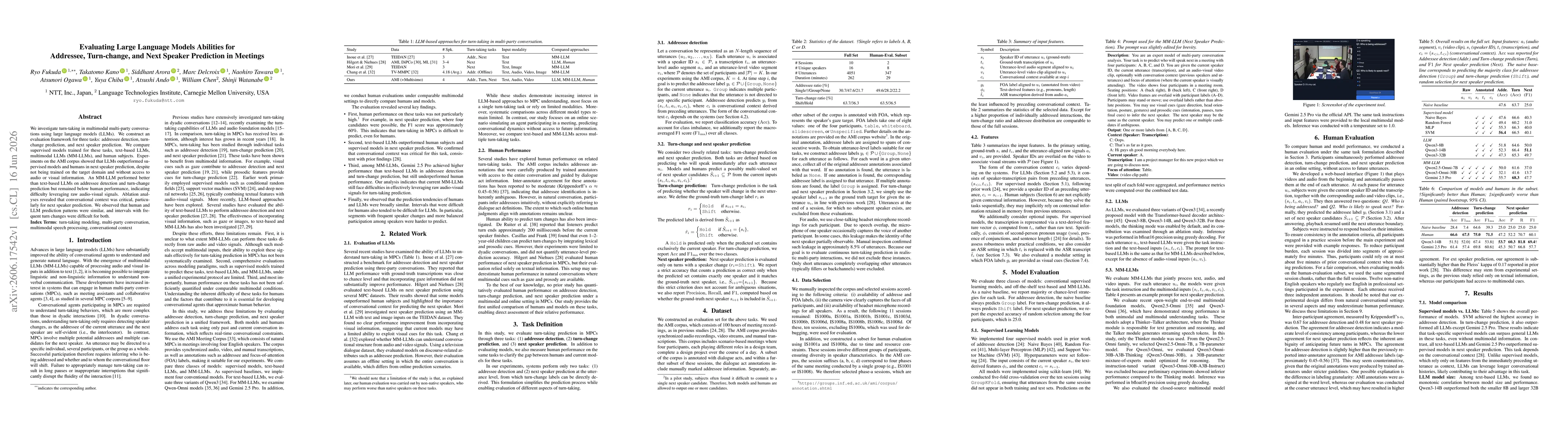 Thumbnail for Evaluating Large Language Models Abilities for Addressee, Turn-change, and Next Speaker Prediction in Meetings