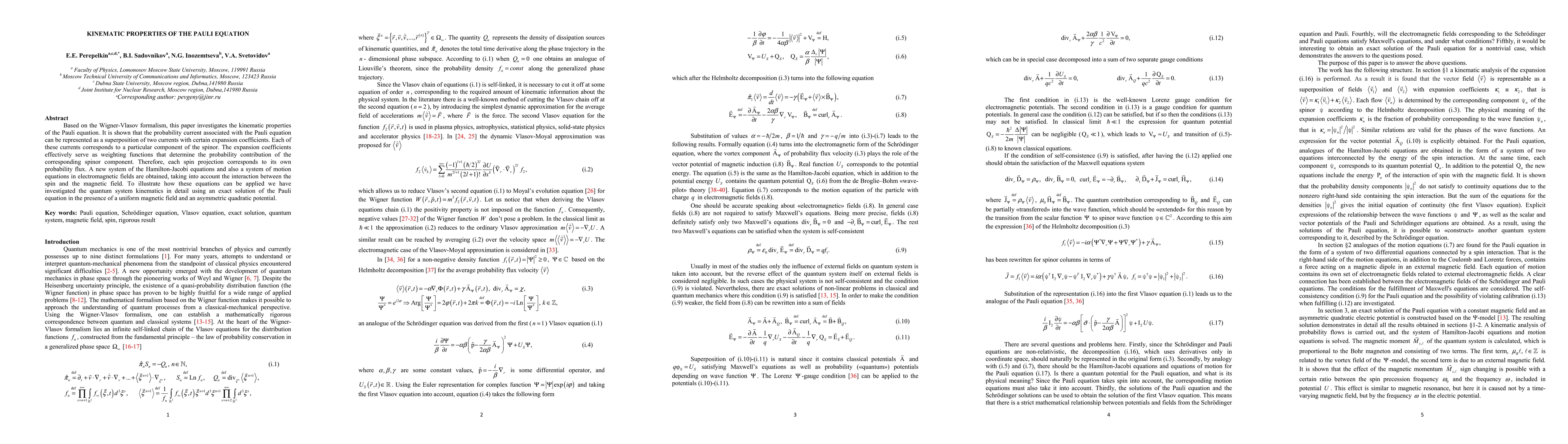 Thumbnail for Kinematic properties of the Pauli equation