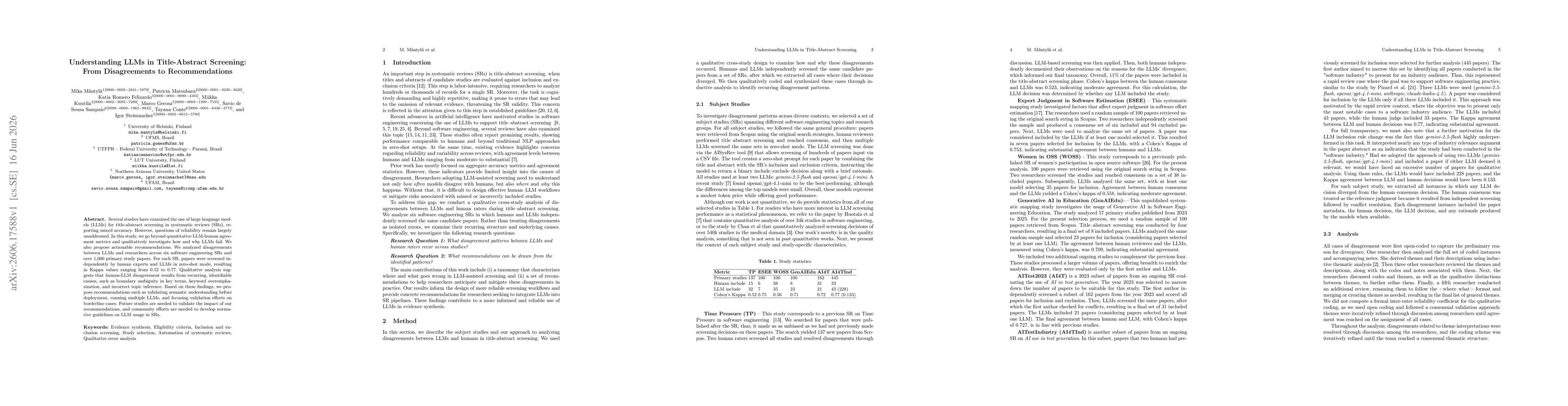 Thumbnail for Understanding LLMs in Title-Abstract Screening: From Disagreements to Recommendations