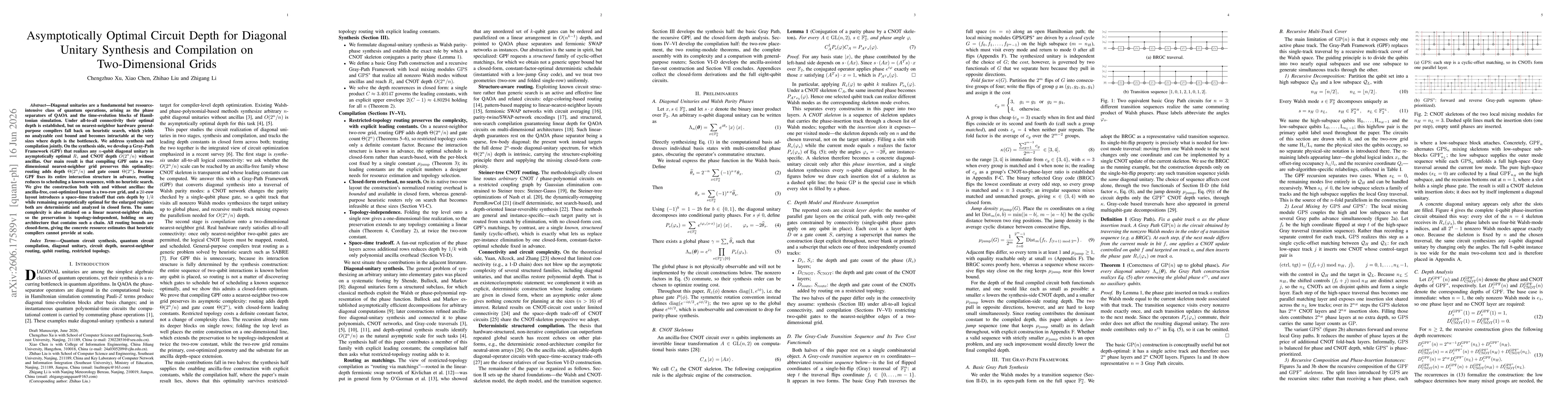 Thumbnail for Asymptotically Optimal Circuit Depth for Diagonal Unitary Synthesis and Compilation on Two-Dimensional Grids
