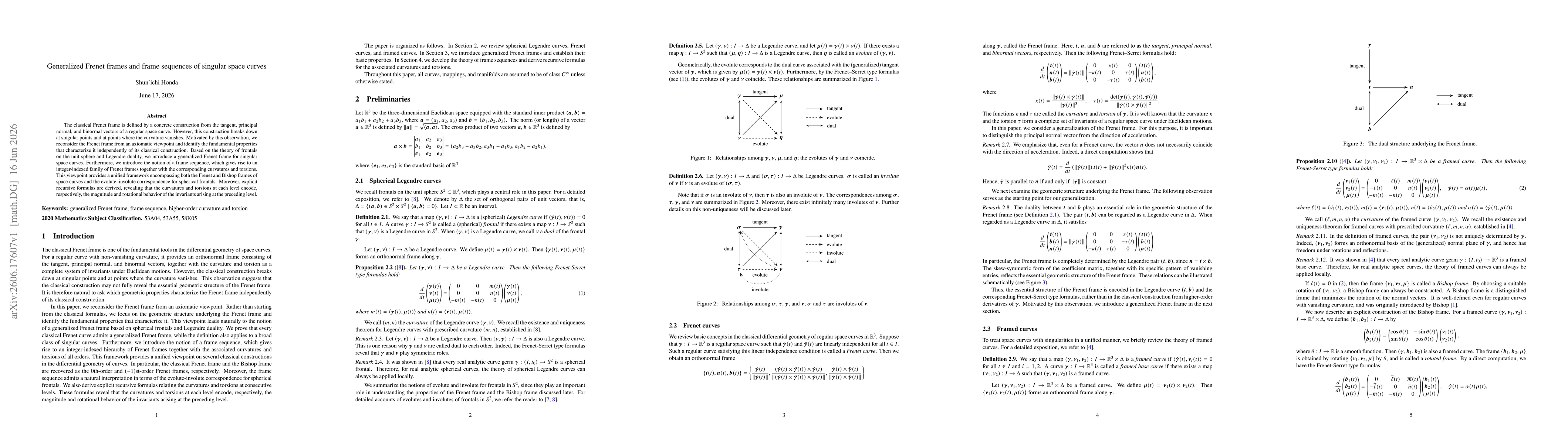 Thumbnail for Generalized Frenet frames and frame sequences of singular space curves