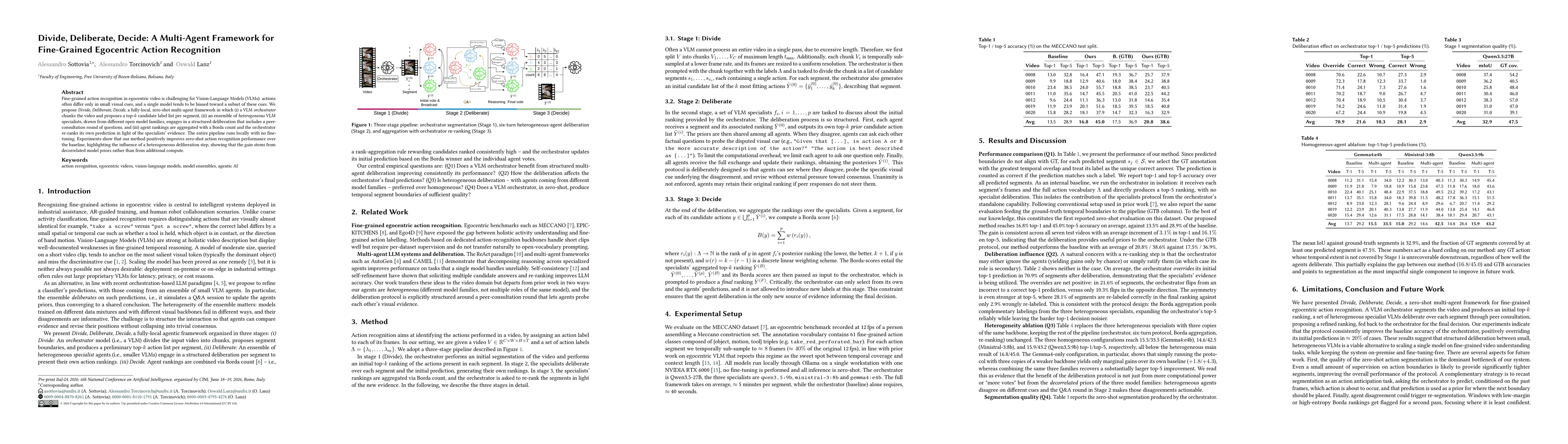 Thumbnail for Divide, Deliberate, Decide: A Multi-Agent Framework for Fine-Grained Egocentric Action Recognition