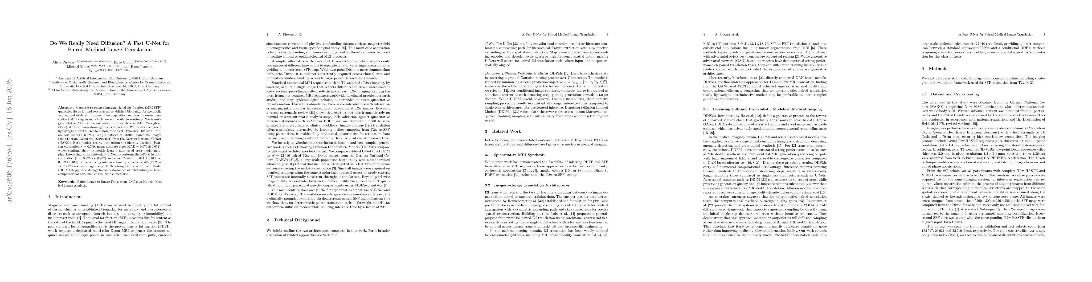 Thumbnail for Do We Really Need Diffusion? A Fast U-Net for Paired Medical Image Translation