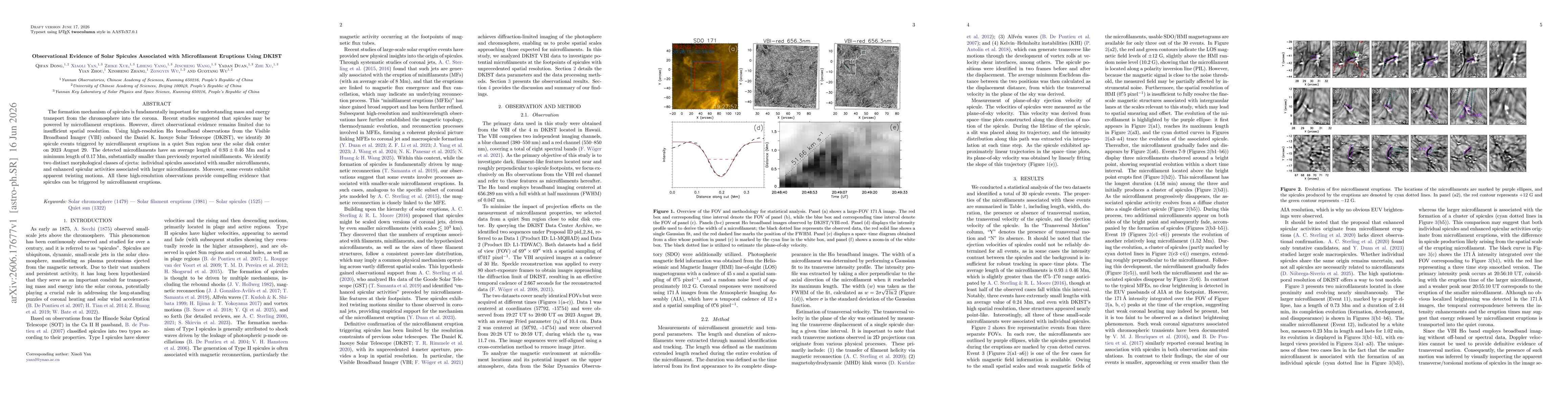 Thumbnail for Observational Evidence of Solar Spicules Associated with Microfilament Eruptions Using DKIST
