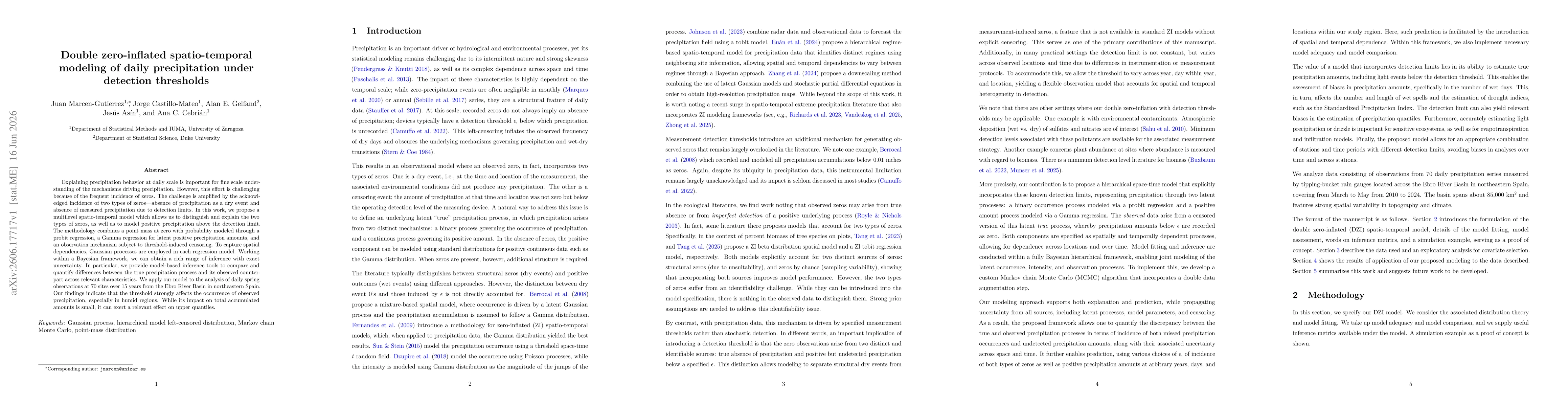 Thumbnail for Double zero-inflated spatio-temporal modeling of daily precipitation under detection thresholds