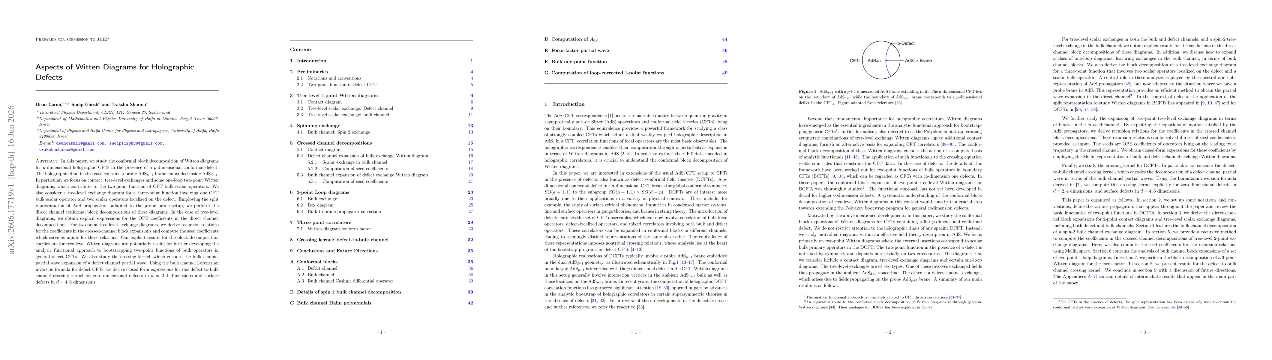 Thumbnail for Aspects of Witten Diagrams for Holographic Defects