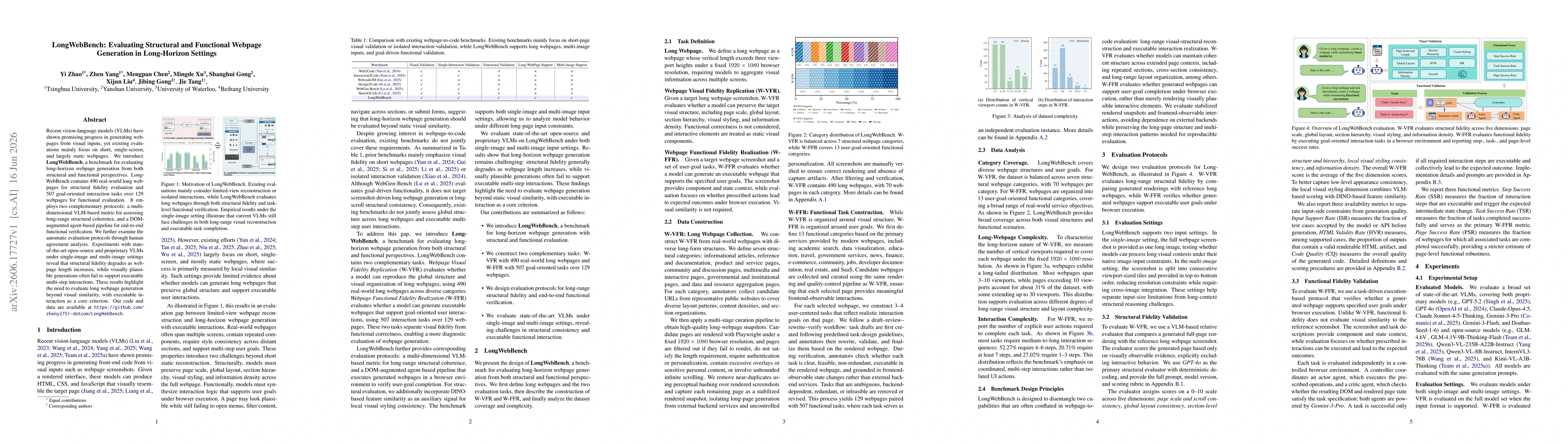 Thumbnail for LongWebBench: Evaluating Structural and Functional Webpage Generation in Long-Horizon Settings