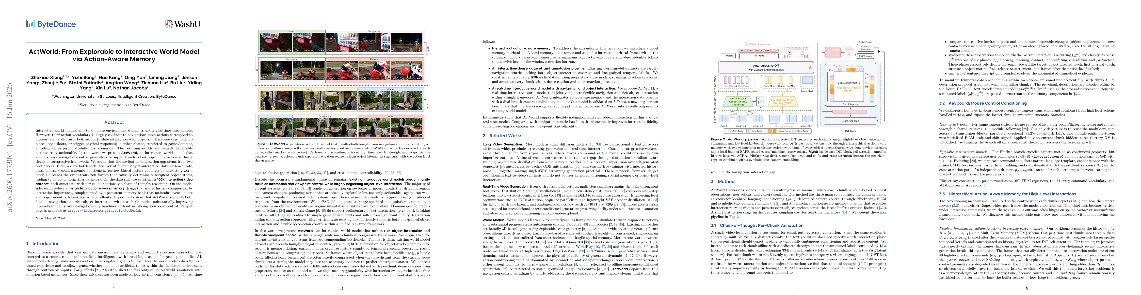 Thumbnail for ActWorld: From Explorable to Interactive World Model via Action-Aware Memory