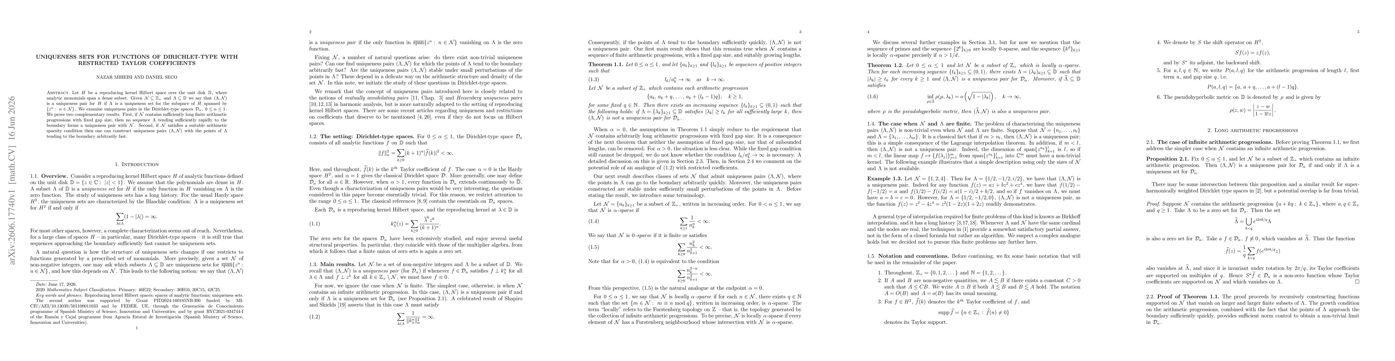 Thumbnail for Uniqueness sets for functions of Dirichlet-type with restricted Taylor coefficients