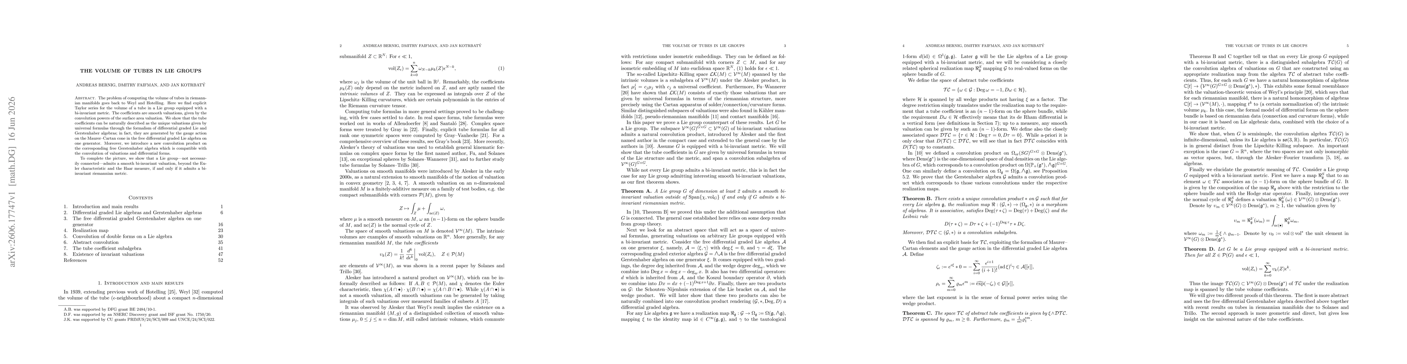 Thumbnail for The volume of tubes in Lie groups