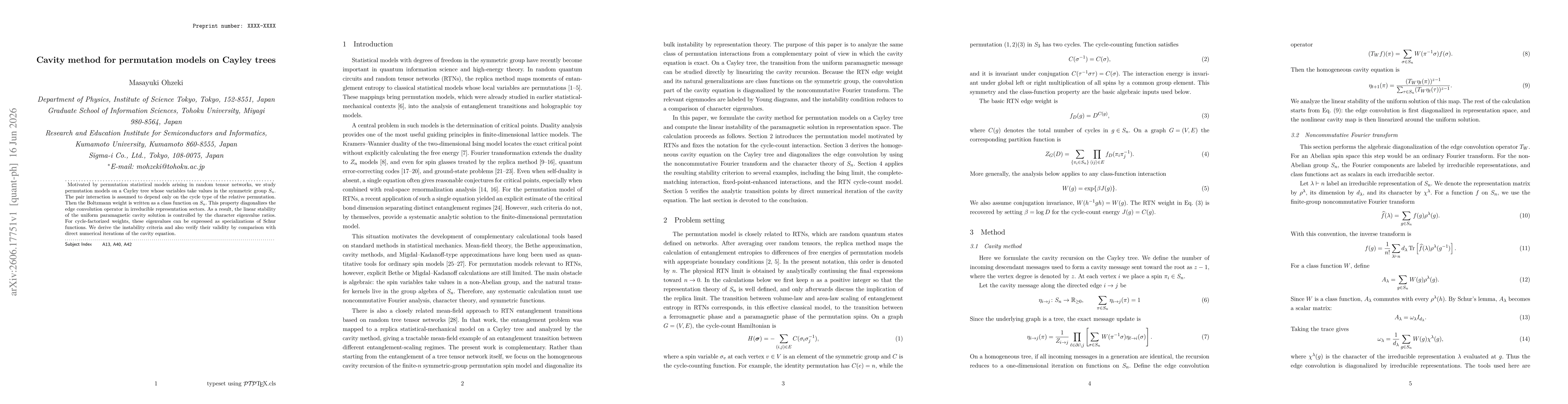 Thumbnail for Cavity method for permutation models on Cayley trees
