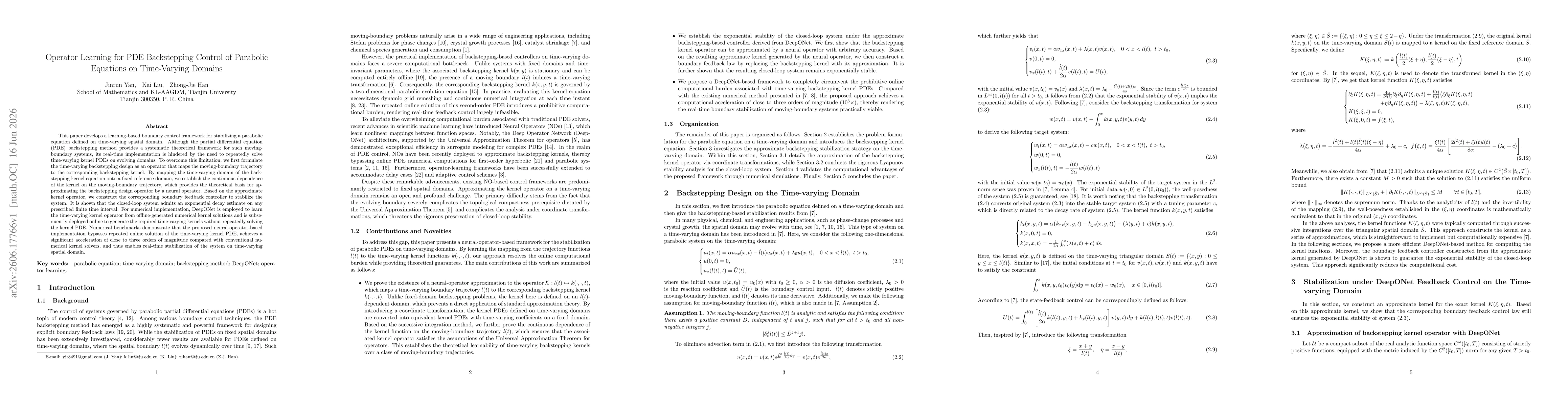 Thumbnail for Operator Learning for PDE Backstepping Control of Parabolic Equations on Time-Varying Domains