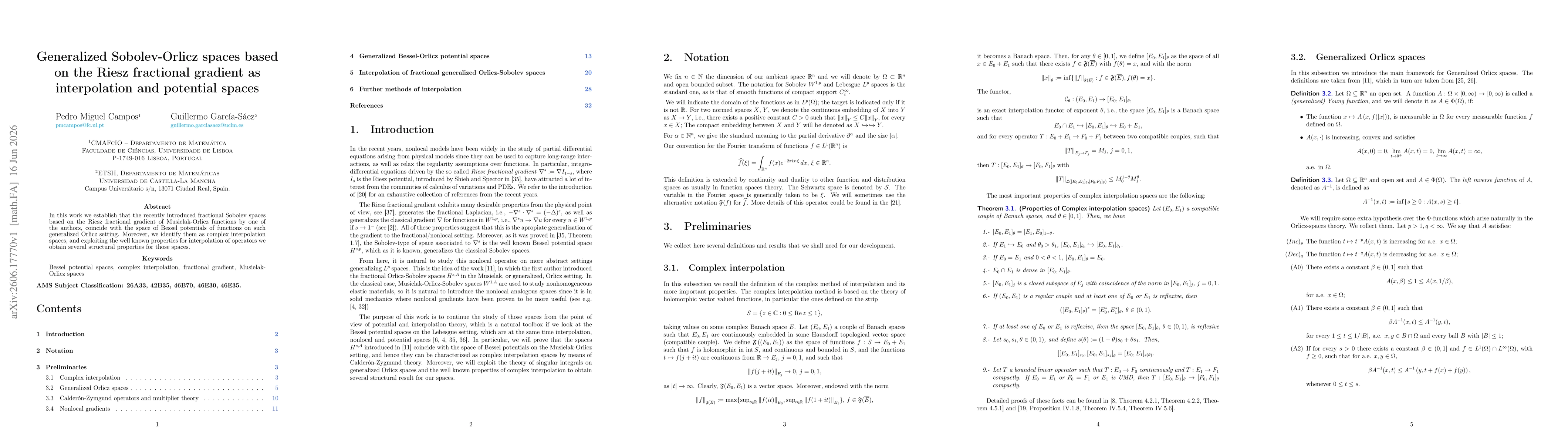 Thumbnail for Generalized Sobolev-Orlicz spaces based on the Riesz fractional gradient as interpolation and potential spaces