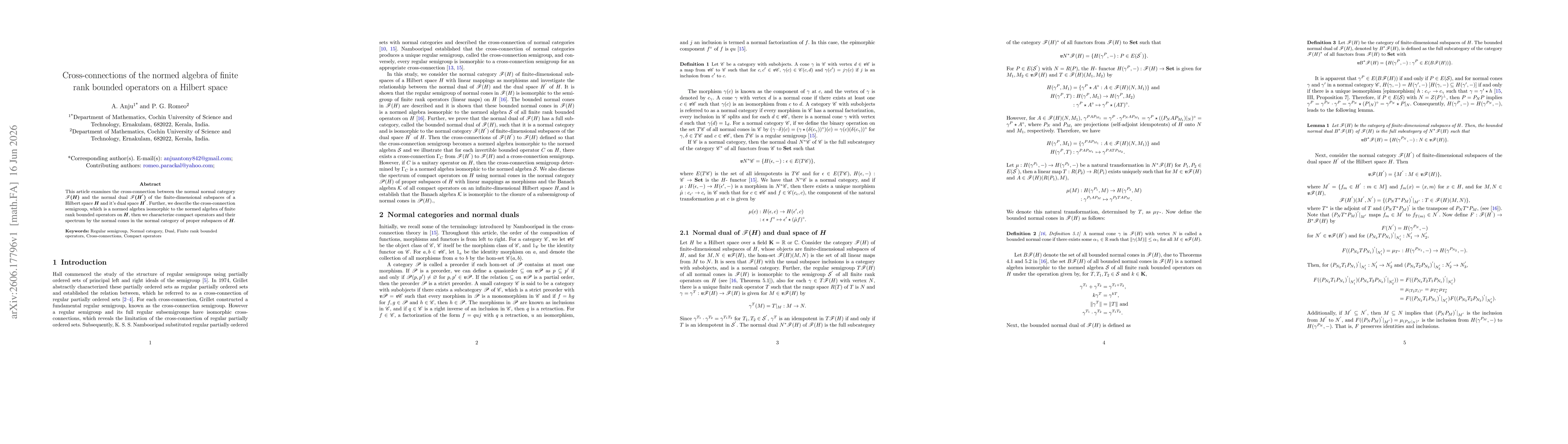 Thumbnail for Cross-connections of the normed algebra of finite rank bounded operators on a Hilbert space