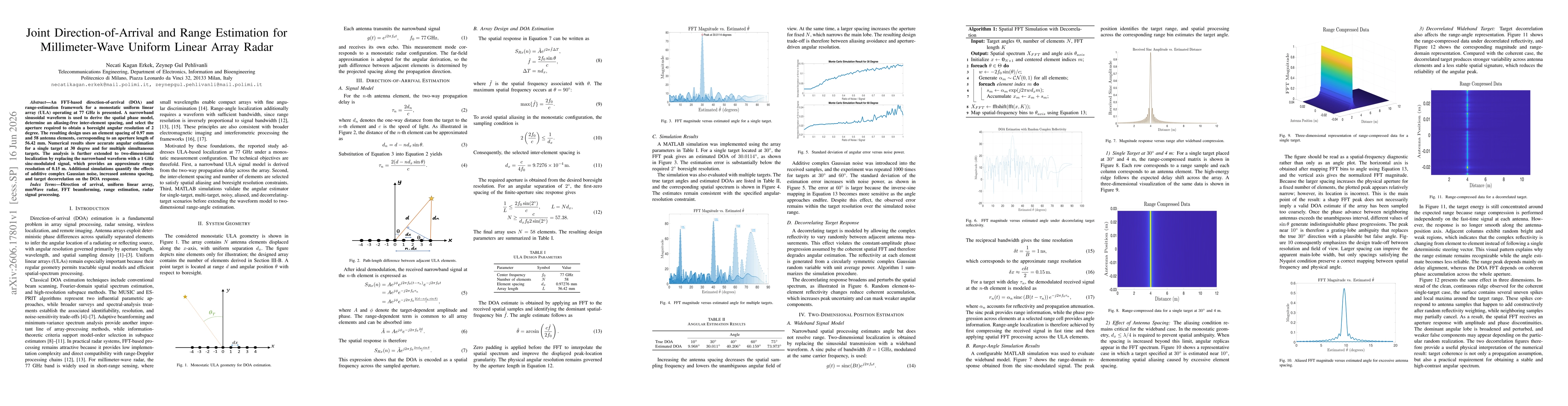 Thumbnail for Joint Direction-of-Arrival and Range Estimation for Millimeter-Wave Uniform Linear Array Radar