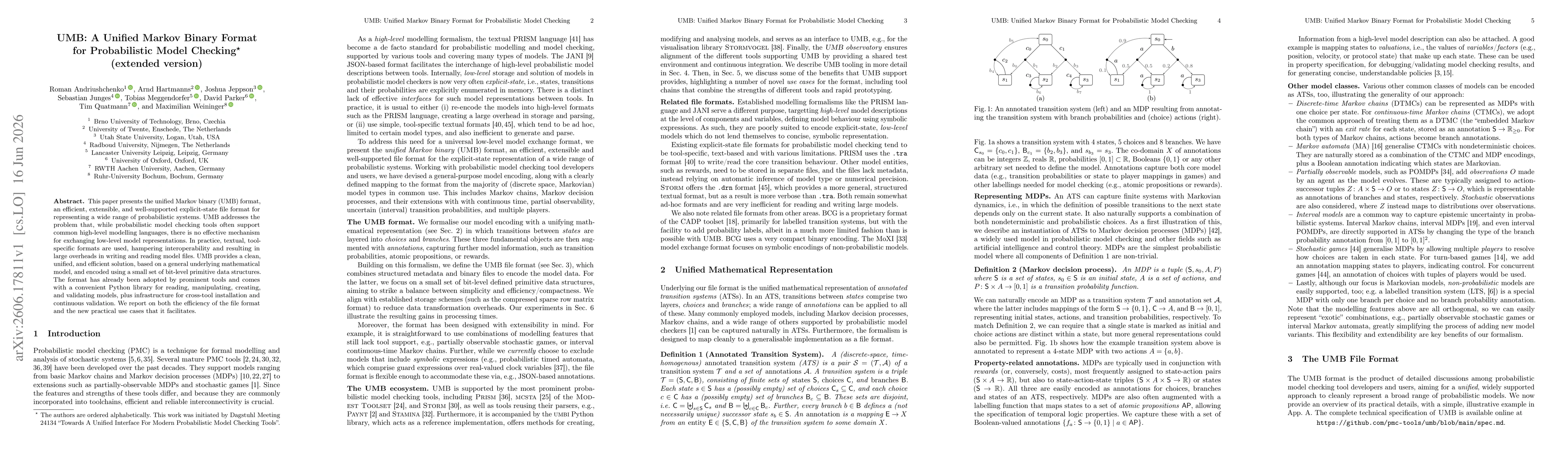 Thumbnail for UMB: A Unified Markov Binary Format for Probabilistic Model Checking (extended version)
