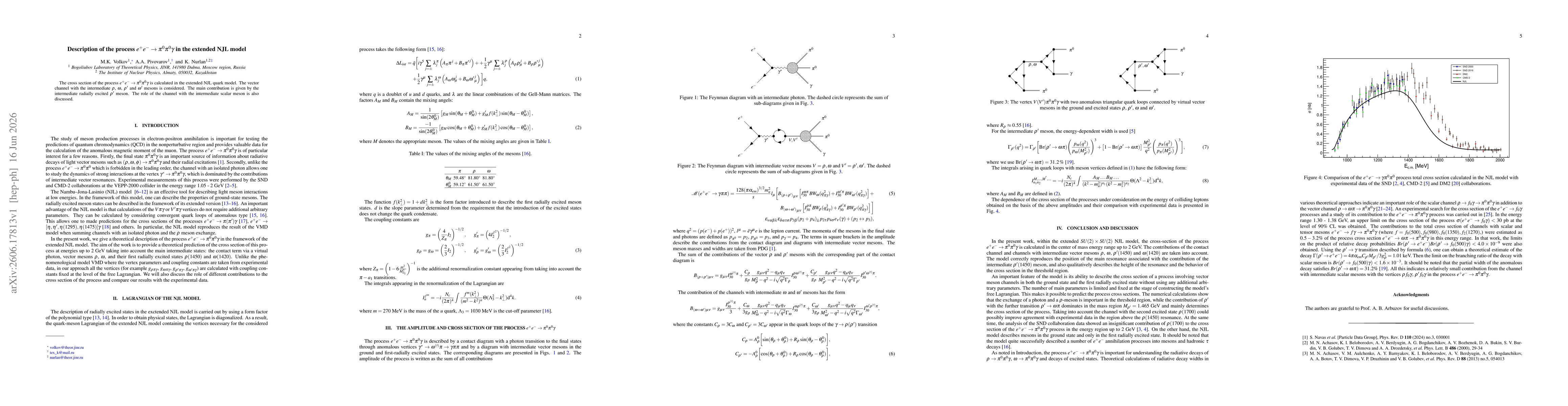 Thumbnail for Description of the process $e^+ e^- \to π^0π^0 γ$ in the extended NJL model