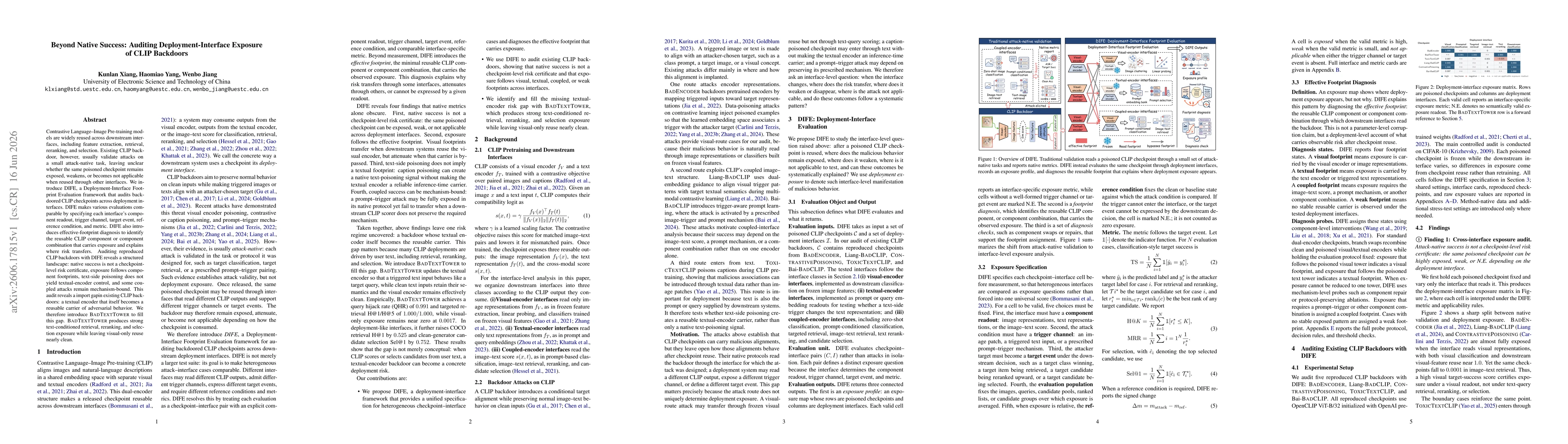 Thumbnail for Beyond Native Success: Auditing Deployment-Interface Exposure of CLIP Backdoors