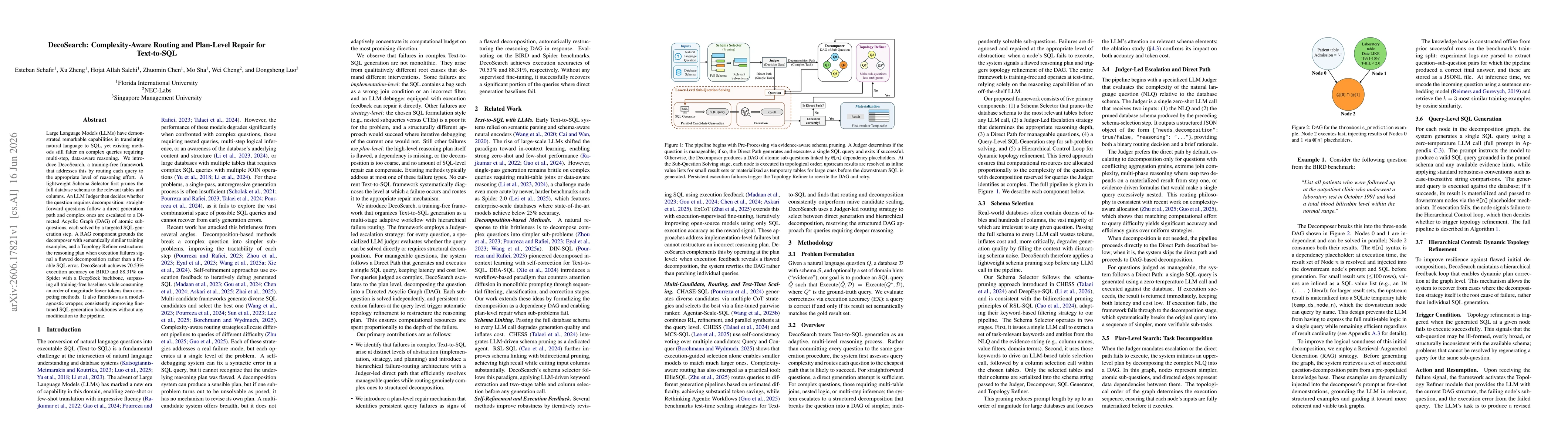 Thumbnail for DecoSearch: Complexity-Aware Routing and Plan-Level Repair for Text-to-SQL