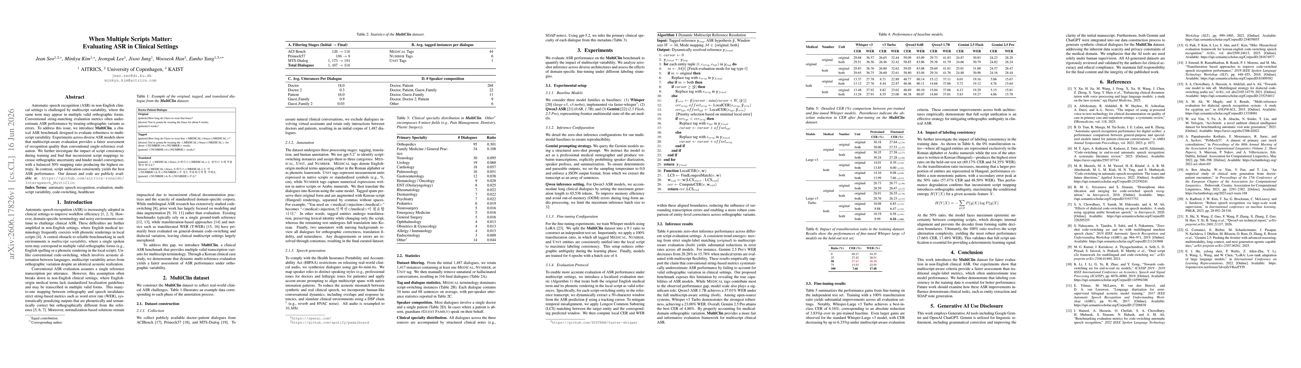 Thumbnail for When Multiple Scripts Matter: Evaluating ASR in Clinical Settings